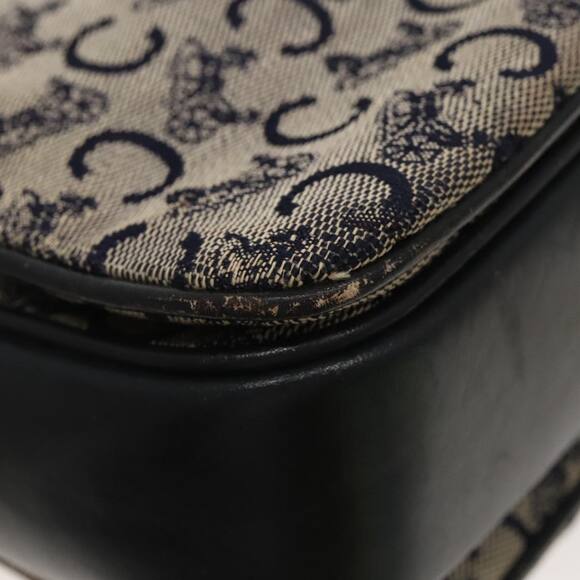 CELINE C Sulky Shoulder Bag Canvas Leather Navy Gold - Picture 16 of 16